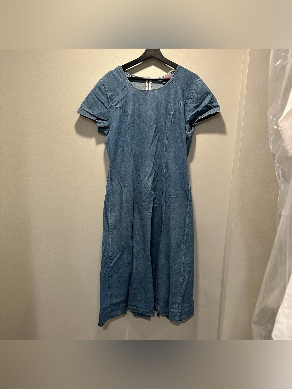 Vintage 80’s Lira Blue Denim Casual Short Sleeve Dress size Large